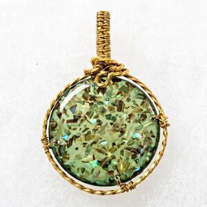 Wire-Wrapped 14/20 Gold-Filled Iridescent Glass Pendant